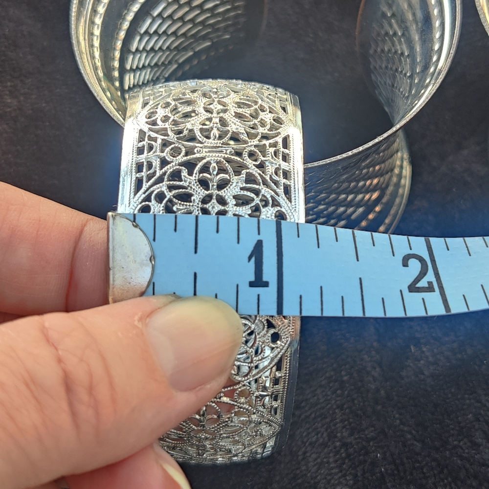 ⭐3 For $21⭐ Elegant Silver Tone Cuff Bracelets and Floral Bracelet - Picture 3 of 5